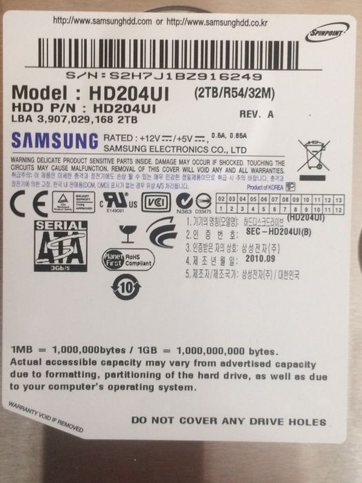 Hard 2tb Samsung HD204UI