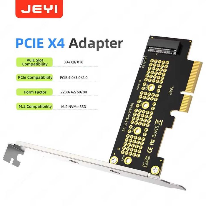 Adaptor convertor M.2 NVMe (M-Key) SSD la PCIe X1 / X4, 4.0, 3.0, 2.0