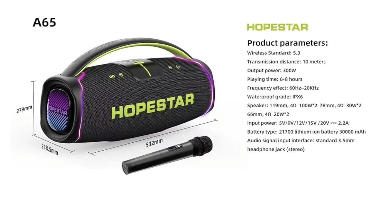 Boxa Portabila HopeStar A65 300W cu microfon