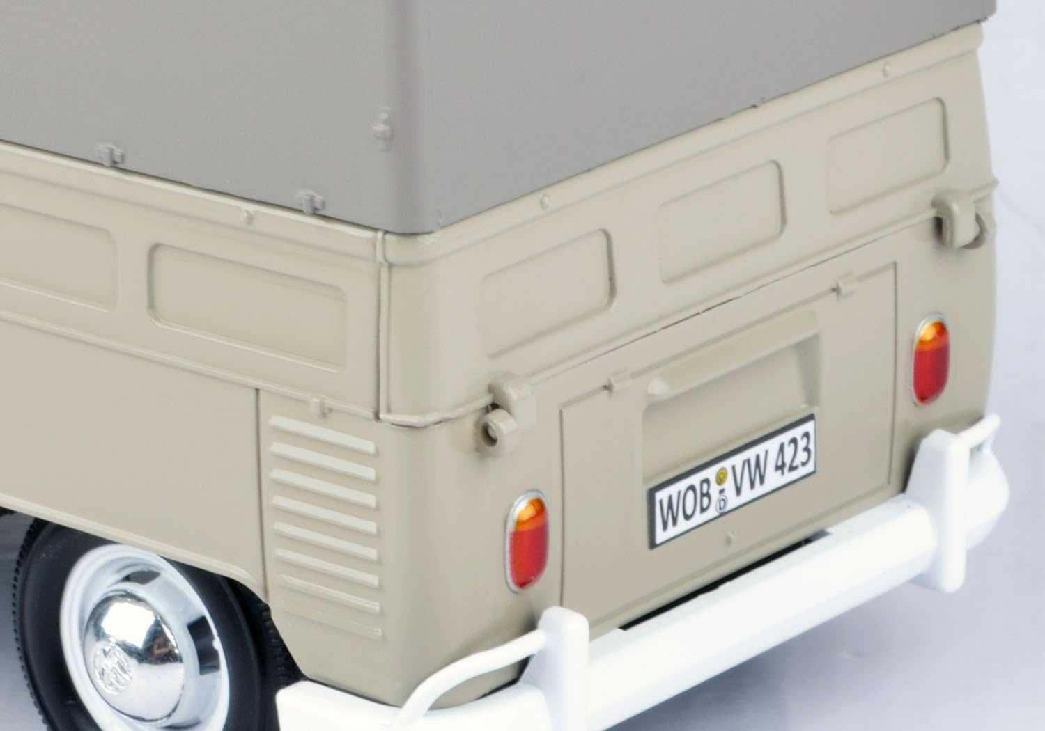 Метална количка кола Volkswagen 1:24 VW T1 Ван с покрито ремарке