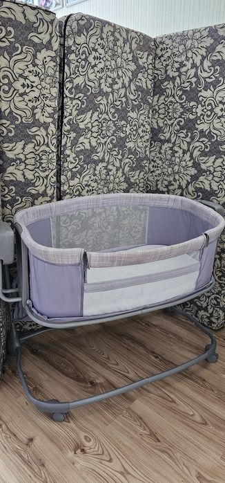 Детская приставная кровать- манеж с электро мобилем