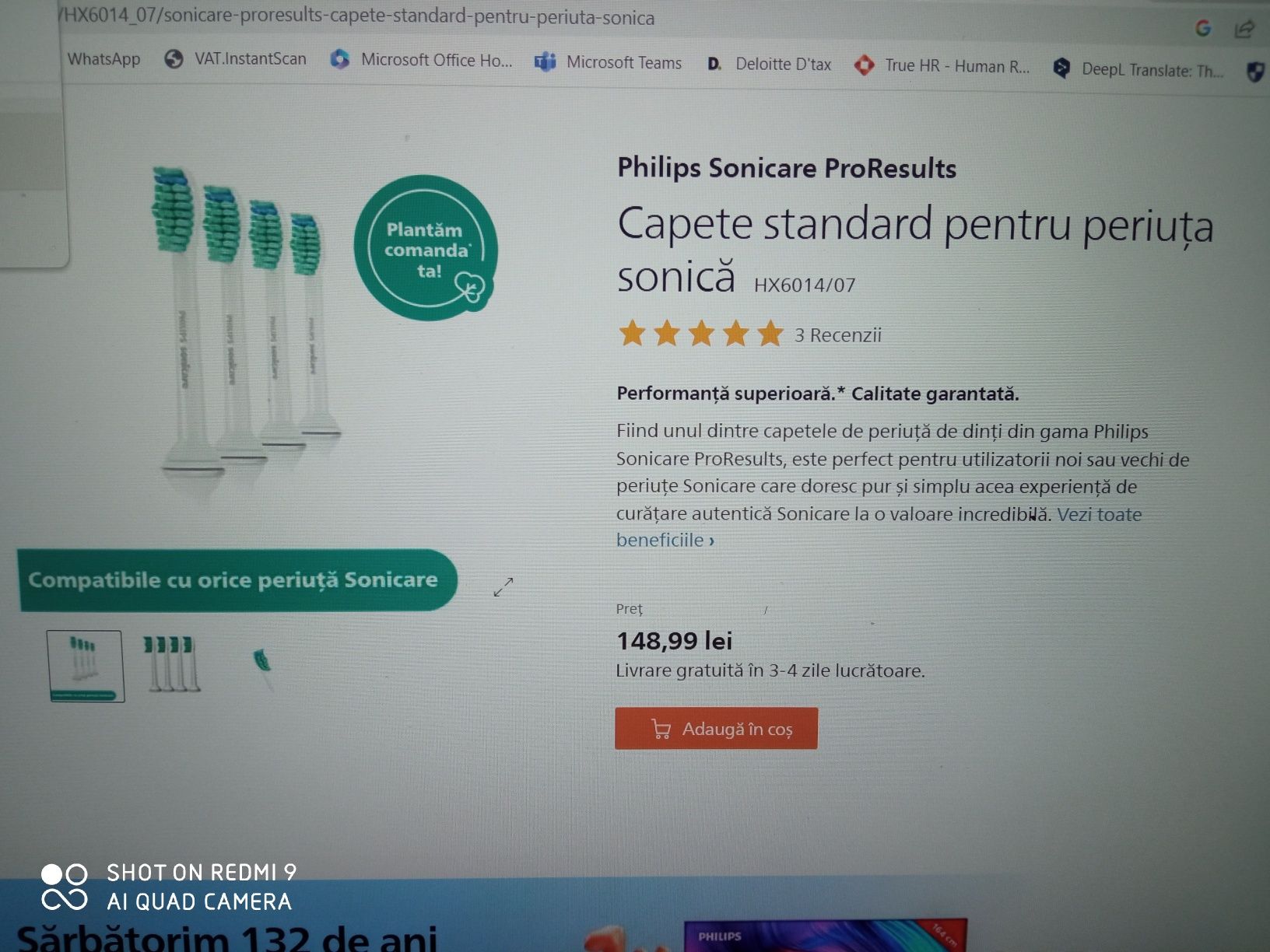 Capete rezerva pentru perie dinți electrica Philips Sonycare P-HX-6014