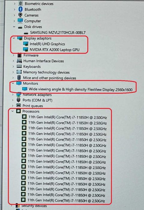 Core i7 11850H/RTX A2000/16 QHD+/16GB RAM/256GB SSD/ThinkPad P1 Gen 4