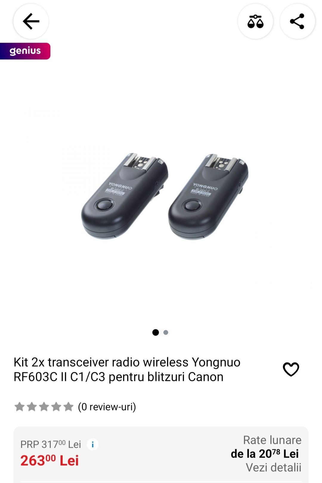 Yongnuo 603C II Transceivers kit radio wireless Canon Flash Trigger