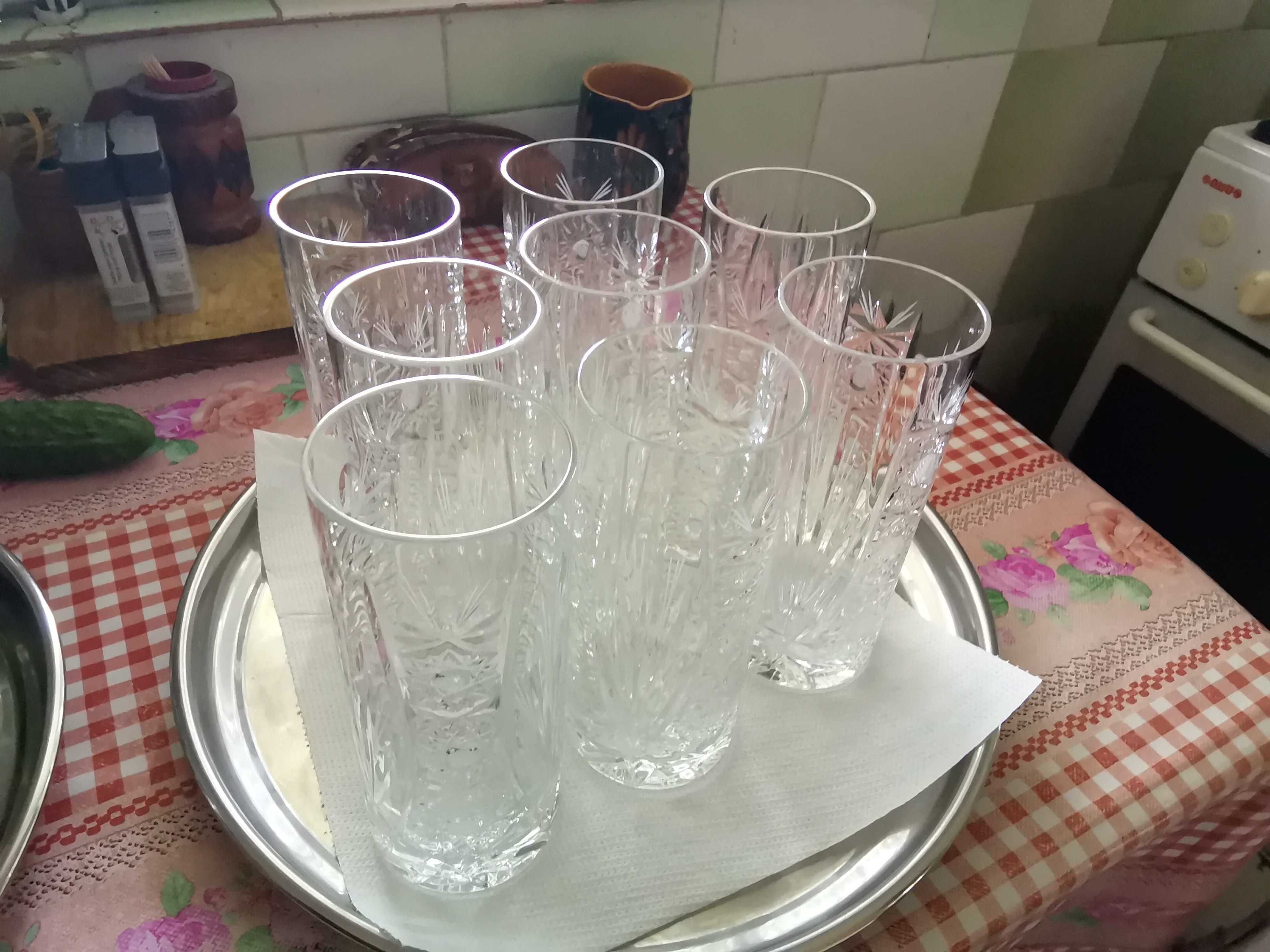 Vând set opt pahare sondă din cristal de Bohemia