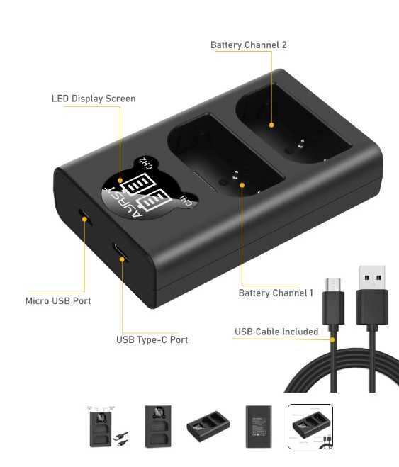 Incarcator dual cu afisaj,  compatibil Panasonic DMW-BLF19E