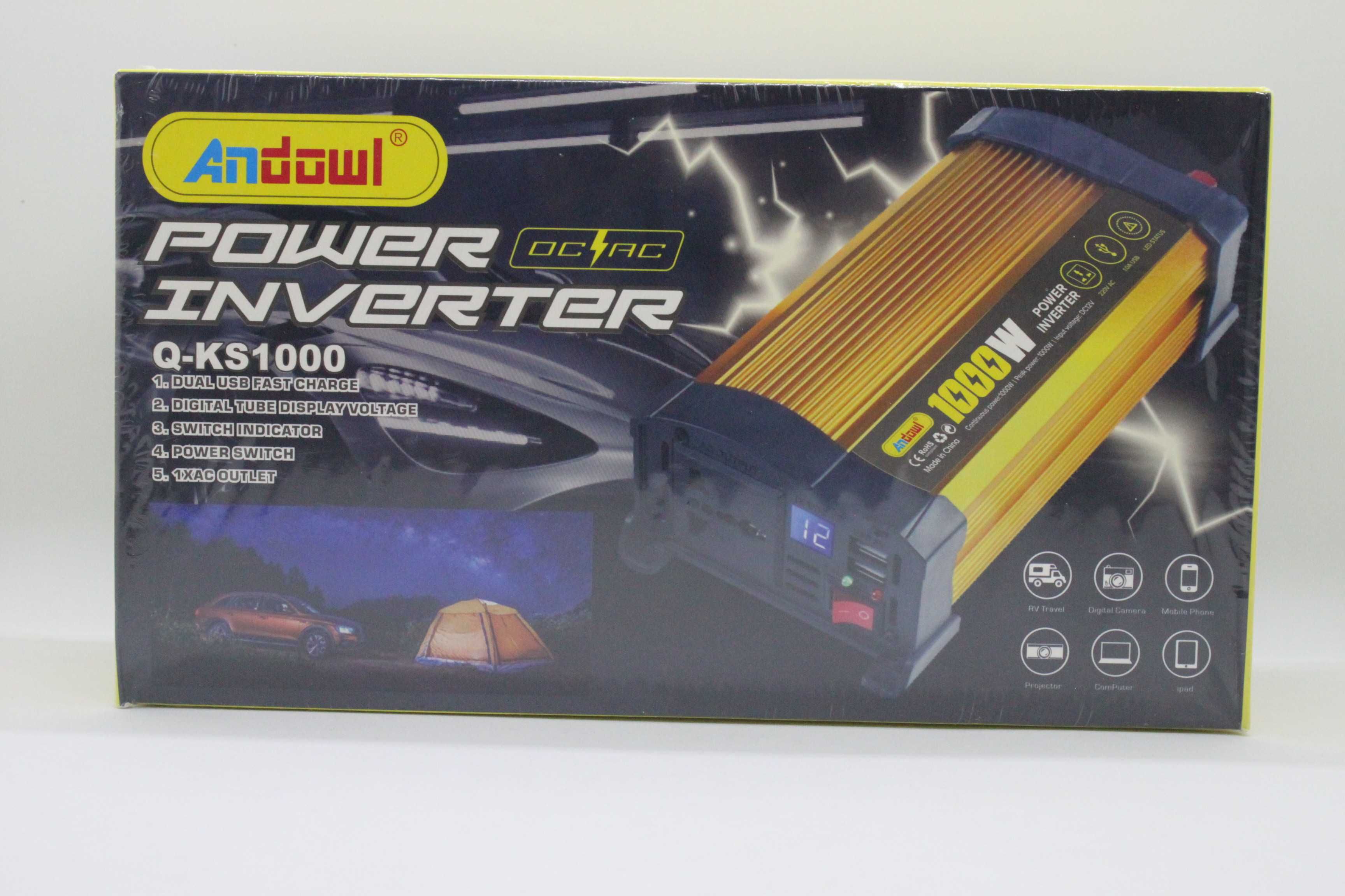 Invertor 12V 1000W cu USB priza 220V indicator LED