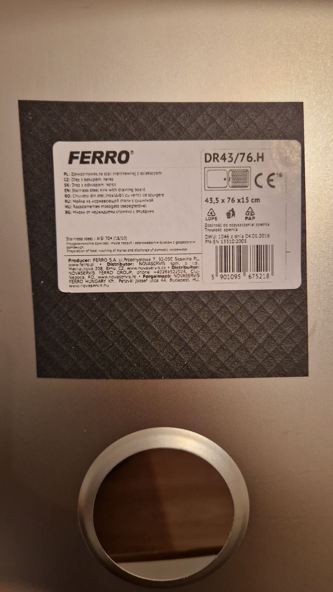 Chiuveta Ferro Stainless Steel DR43/76.H