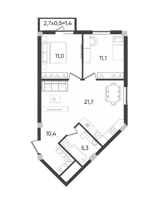 ЖК Fayzli hayot. 2-комнатная, 61 м². г. Ташкент, ТРЦ "Компас"
