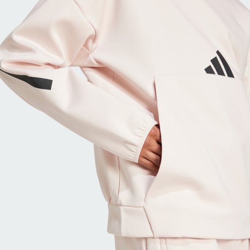 НОВ оригинален бледо розов памучен суичър ADIDAS ZNE размер L от САЩ