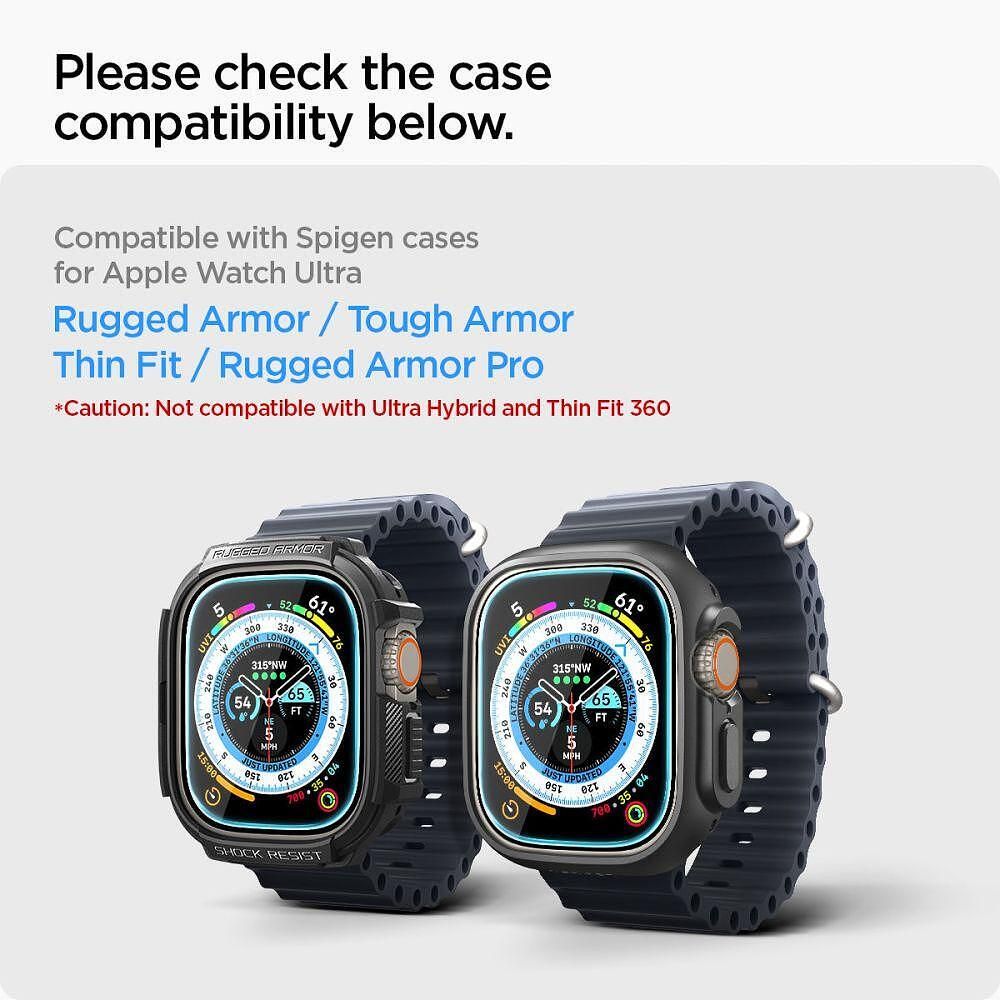 Протектор spigen "ez-fit" 2-pack за apple watch ultra 49mm clear