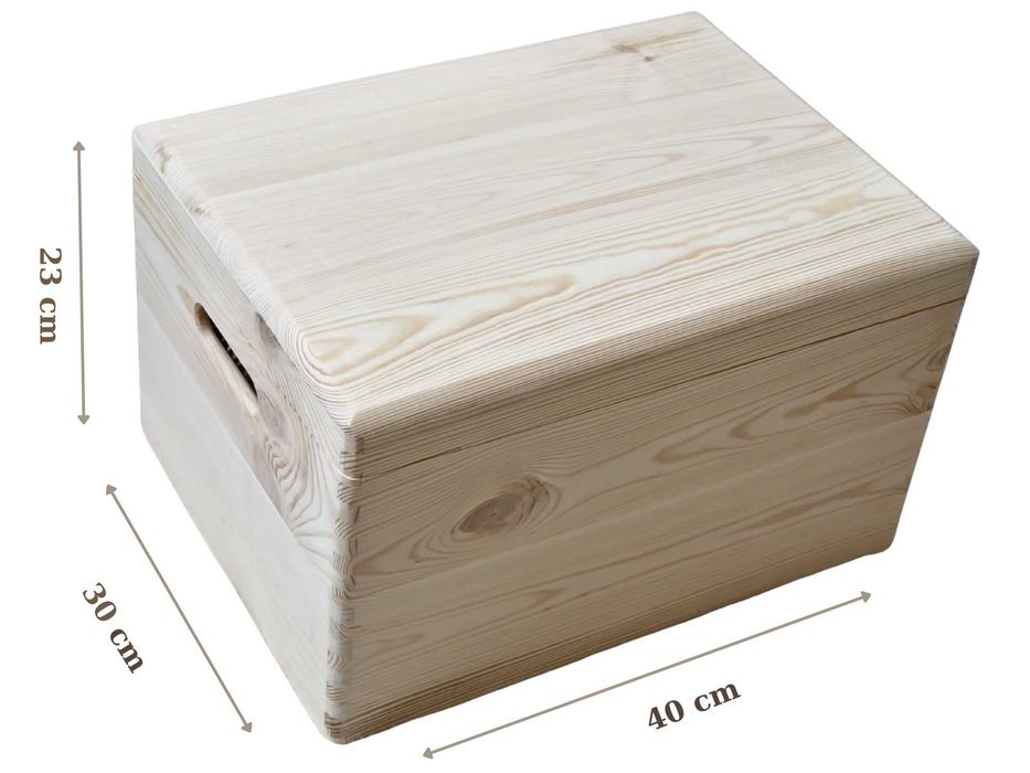 Cutie din lemn cu capac si manere laterale, 40x30x23 cm