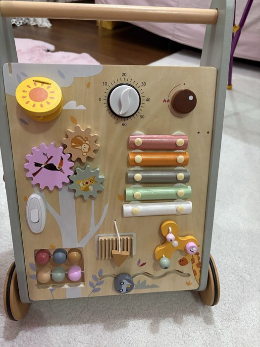 Ходунок- каталка из дерева  с развивающими играми