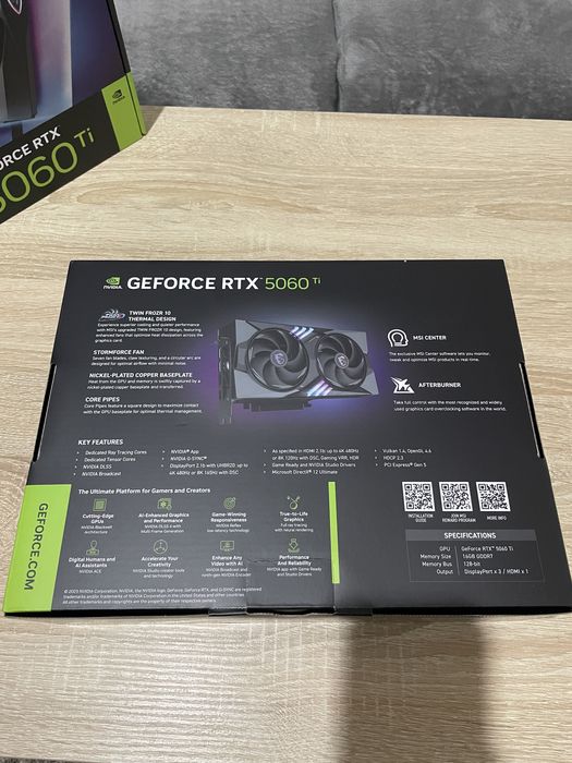 MSI Nvidia GeForce 5060Ti 16GB - чисто нова, неразопакована