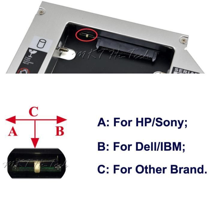 Adaptor caddy DVD HDD pt laptop/notebook - grosime 12.7mm, aluminiu