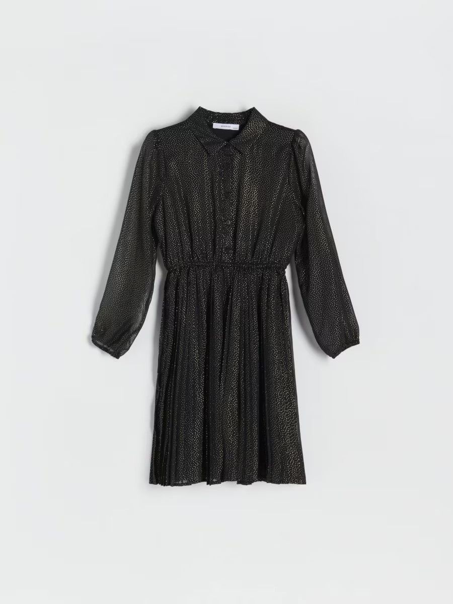 Плисирана, черна рокля за момиче Reserved, размер 140