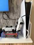 sony playstation 5 slim 2 dualsense + 4 диска + 7 игр