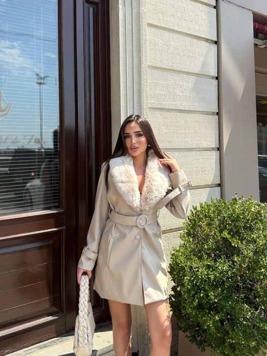 Кожени палта в два цвята