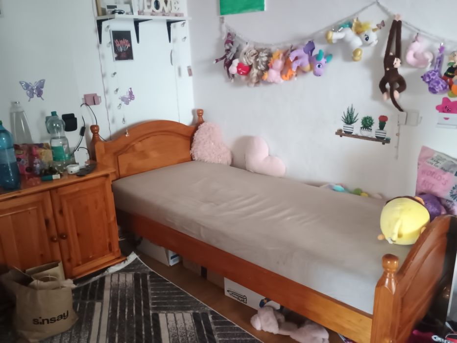 Pat de o persoană lemn masiv 2 bucati