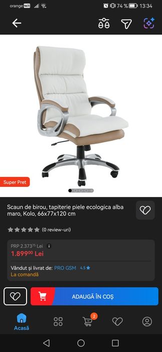 Scaun de birou piele alba