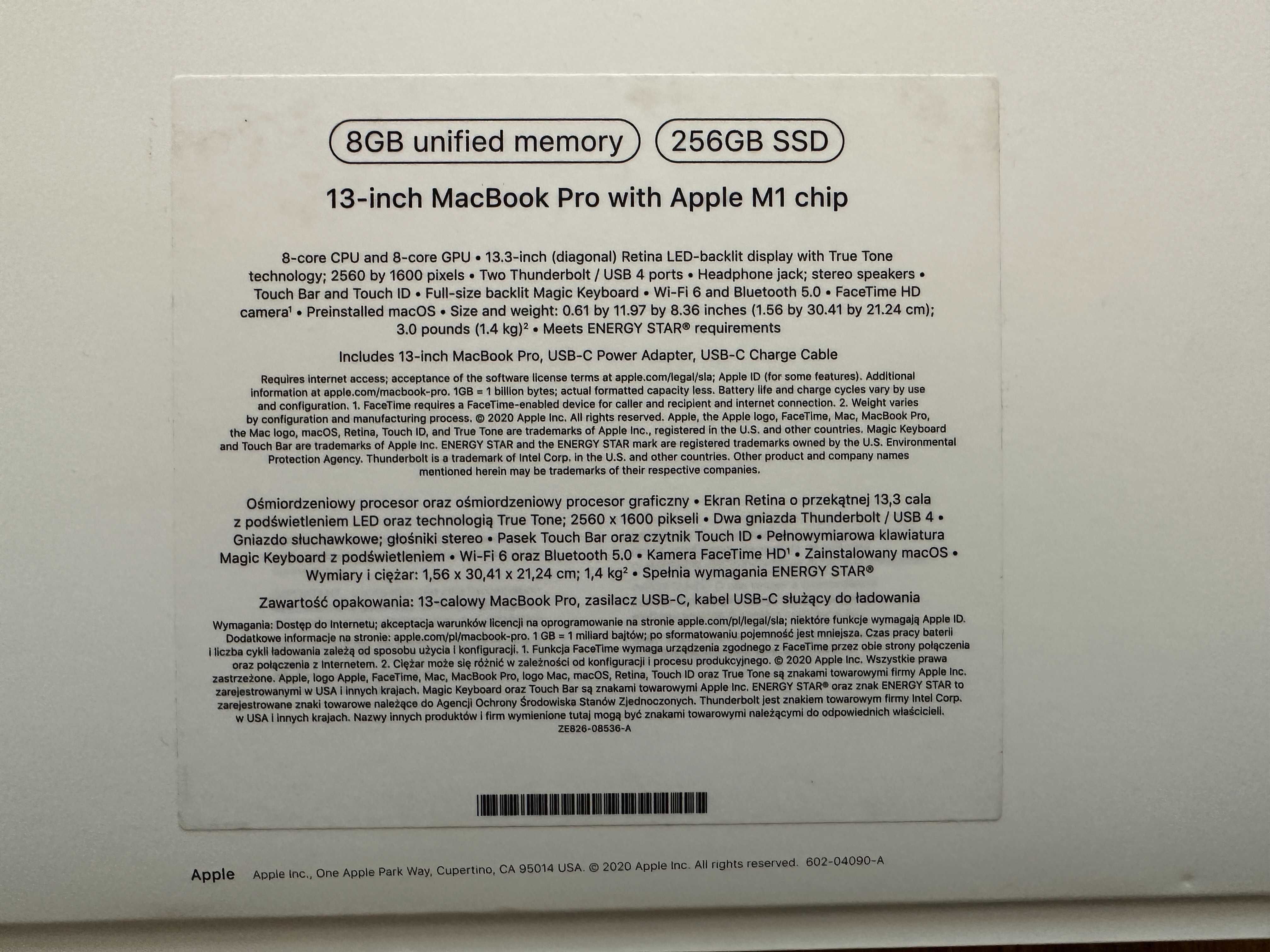 13.3' Apple MacBook Pro M1 2020 Space Grey 8GB RAM/256GB SSD/Бат 14ч.