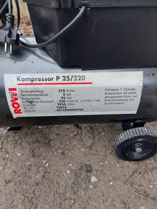 Compresor aer ROWI de 25 litri.