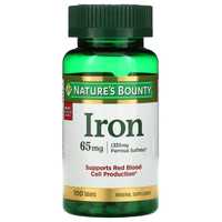 Железо Iron 65 мг, 100 табл Nature's Bounty витамин из США