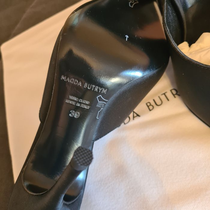 Sandale Magda Butrym - 11 cm/black satin, piele naturala/size 38,39