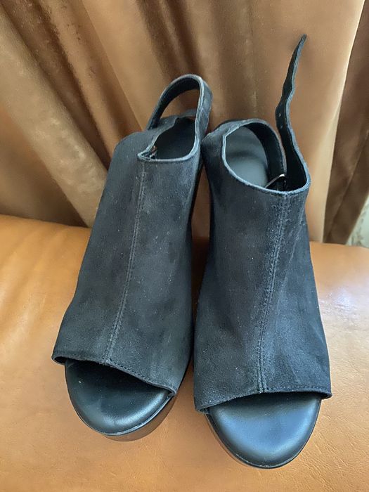 Sandale platforma, piele intoarsa