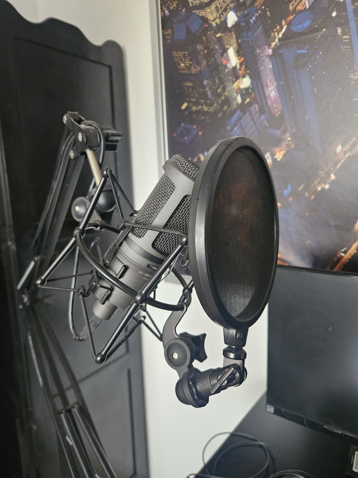 Microfon USB  Audio Technica AT2020USB+ cu Shock mount , pop filt