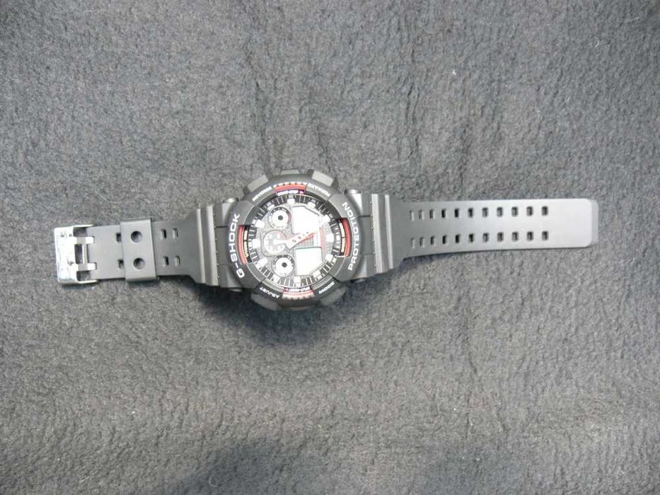 Ceas CASIO G-SHOCK GA-100 BLACK&RED-Negru Mat cu Rosu Sport Nou 2025