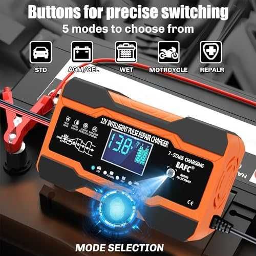 Ново Смарт зарядно 12V 12A за акумулатори LCD дисплей, бързо зареждане