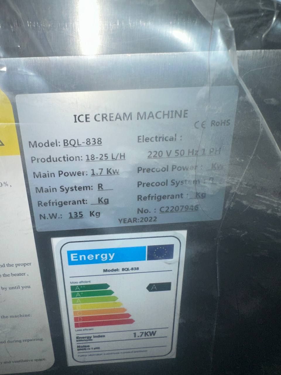 Новый, аппарат ICe cream machine для Фрейзер мороженого музкаймок учун
