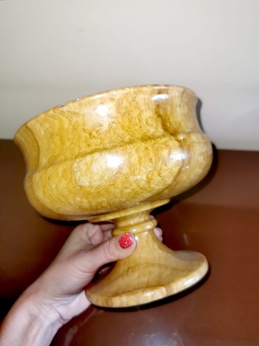 Купа бокал потир фруктиера - масивен оникс ръчно изработен Крит Гърция