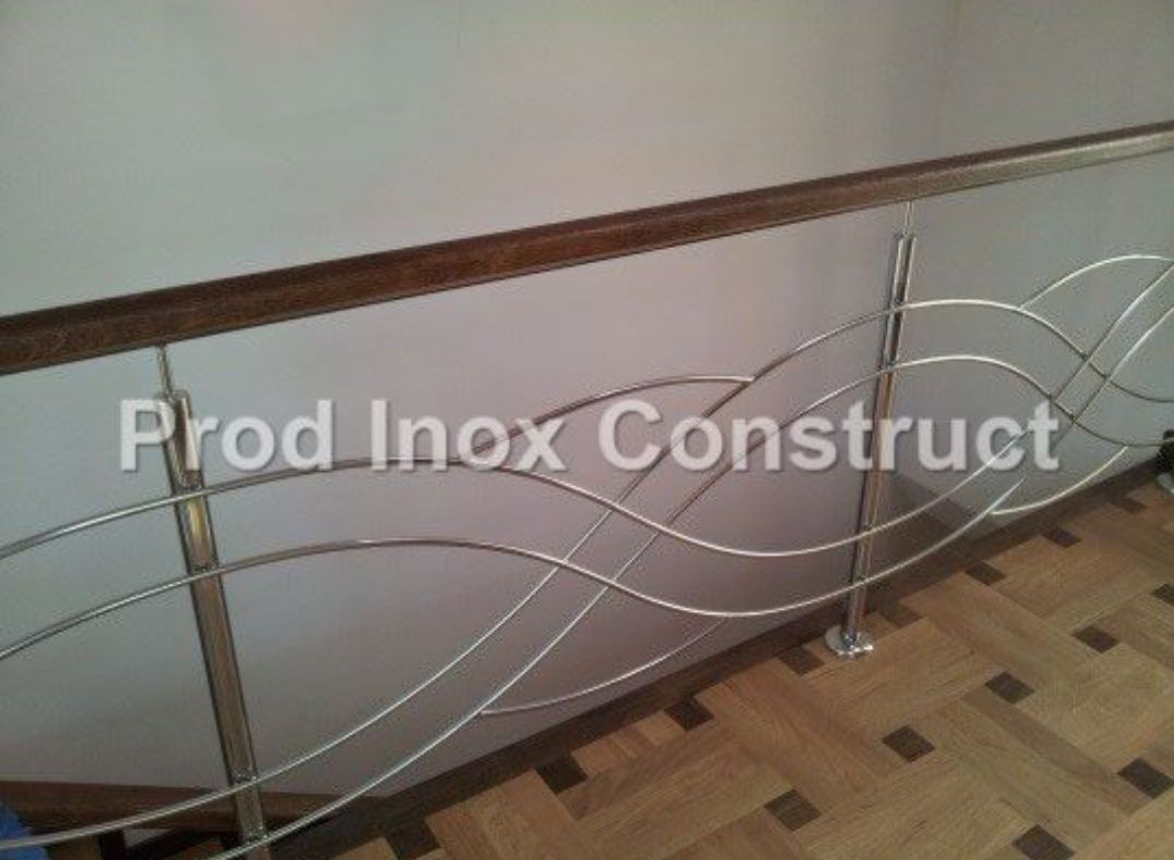 Balustrade din Inox, Mana curenta Inox Lemn, Scari Inox:-Lenb-Sticla