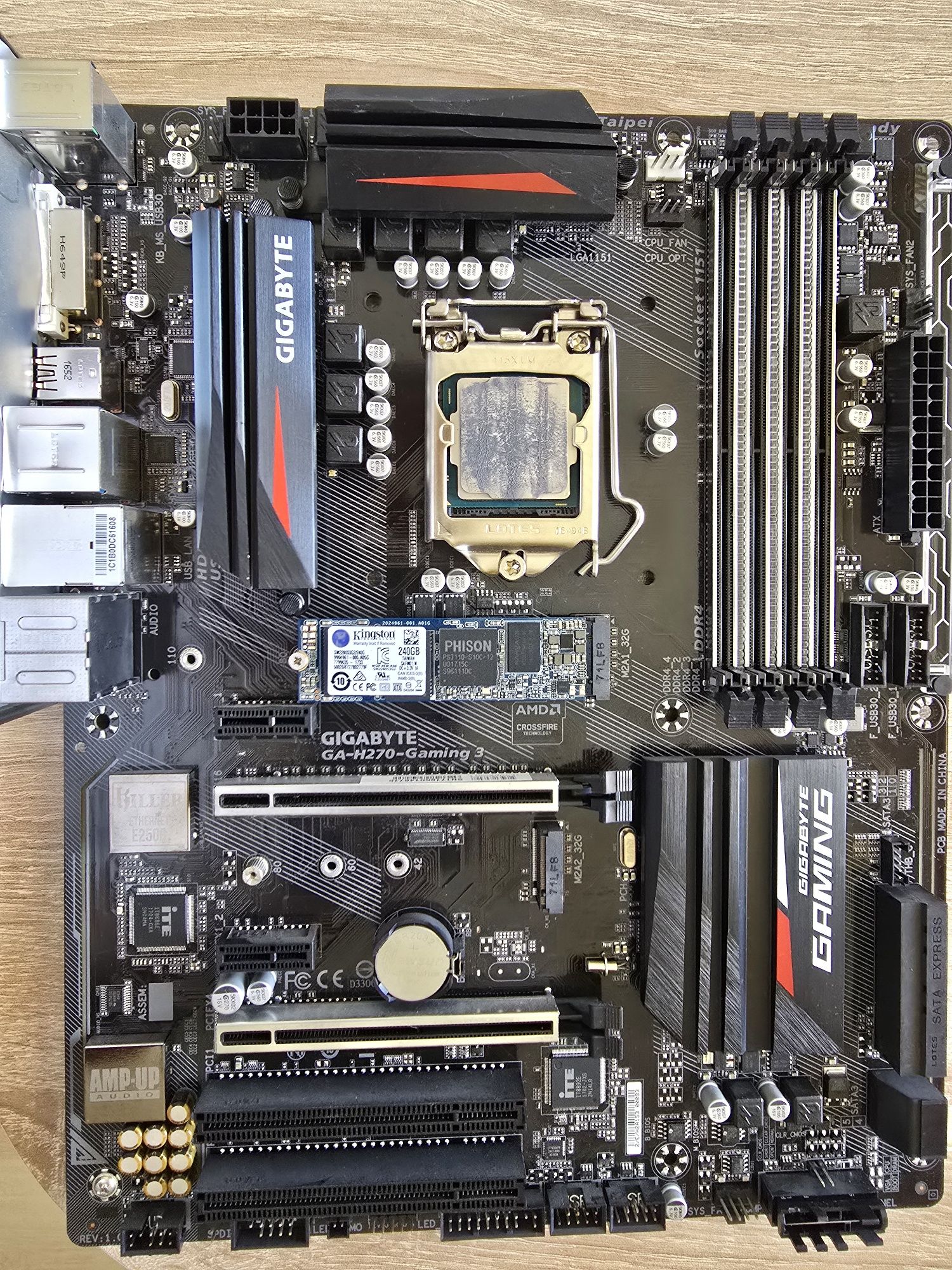 Дъно Gigabyte H270-gaming 3 + процесор i5-7400 + m.2 SSD Kingston 240G