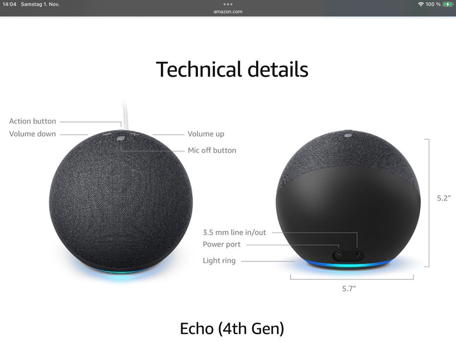 2x Amazon Echo 4  – boxă inteligentă Alexa, stare excelentă