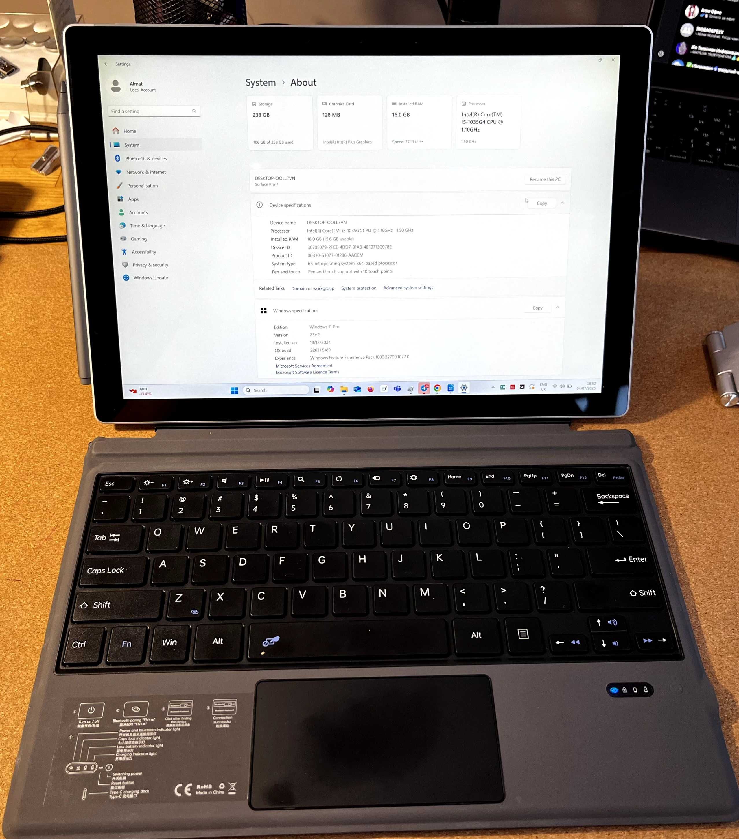 Планшет Microsoft Surface Pro 7, i5-1035G4, 16/256