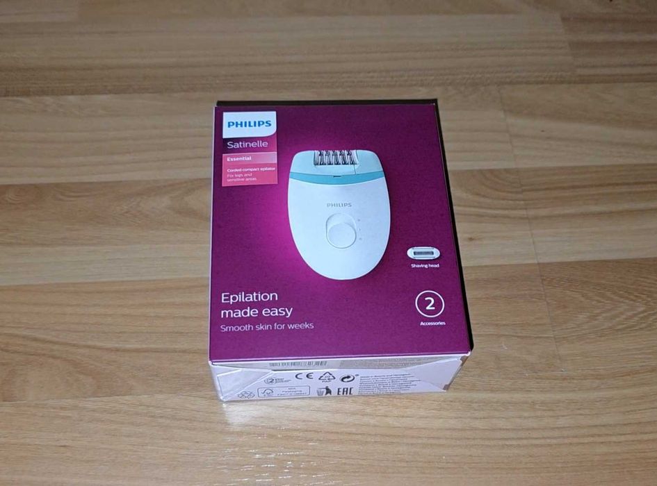 Epilator PHILIPS Satinelle Essential 2 viteze 2 accesorii alb-verde