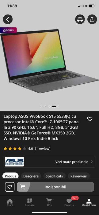 Laptop Asus Vivobook S15 S533JQ i7