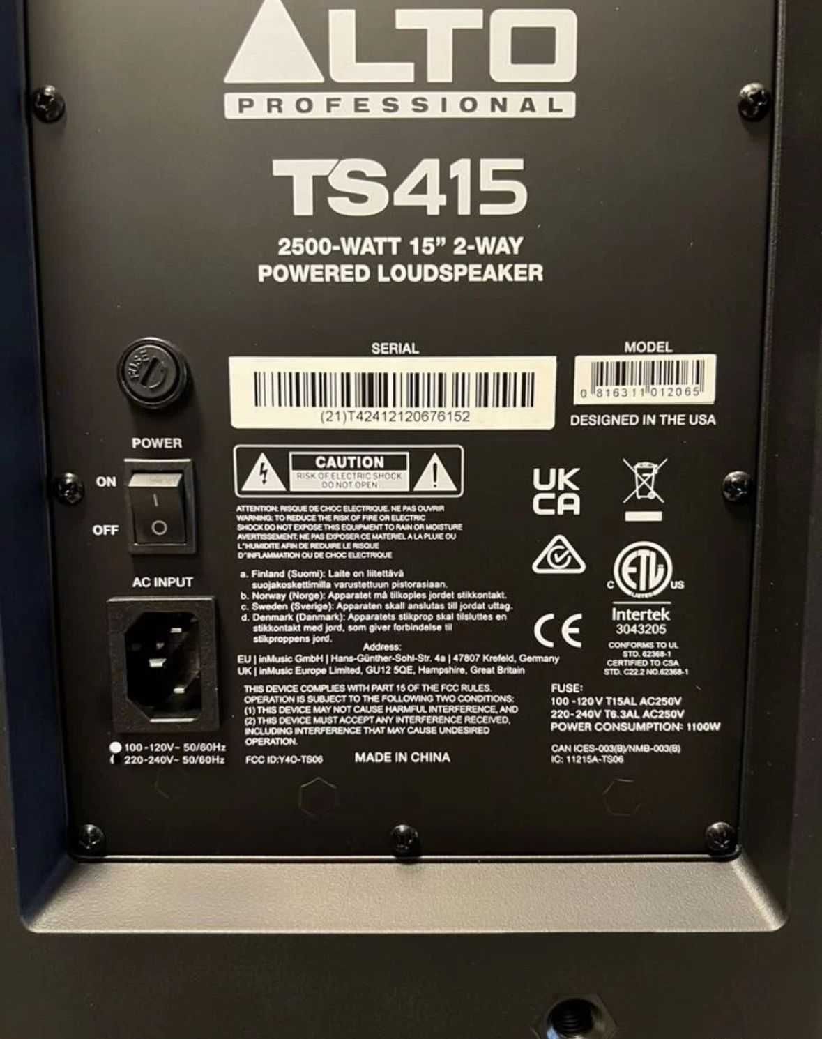 Акустическая система Alto Professional TS415 новая