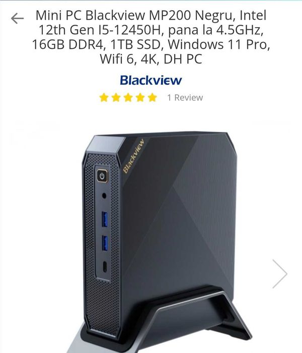 Mini PC Blackview MP200 Negru, Intel 12th Gen I5-12450H