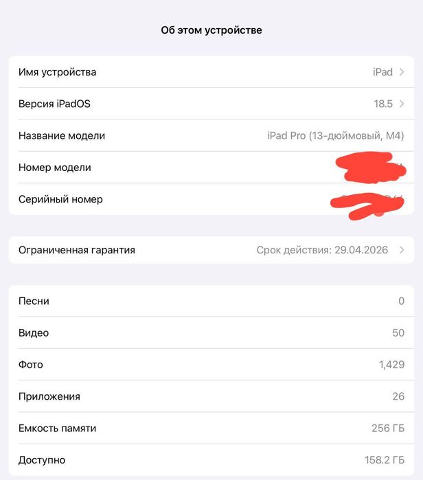 Ipad pro 13 dyum 256 gb