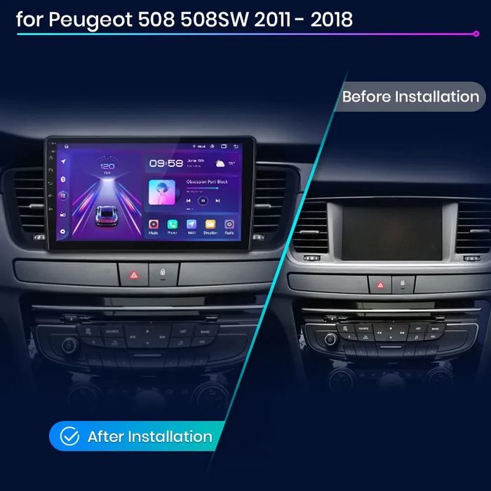 Navigatie Android  Dedicata Peugeot 508 ,  Carplay Waze Youtube
