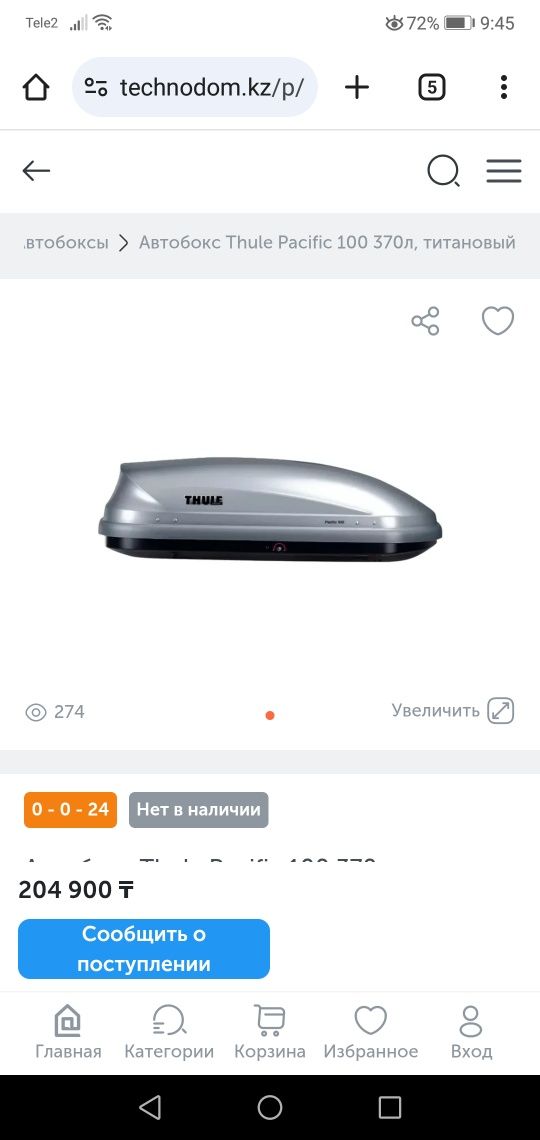 Автобокс Thule pacific 100 оригинал.