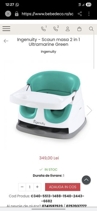 Scaun de masa bebelusi