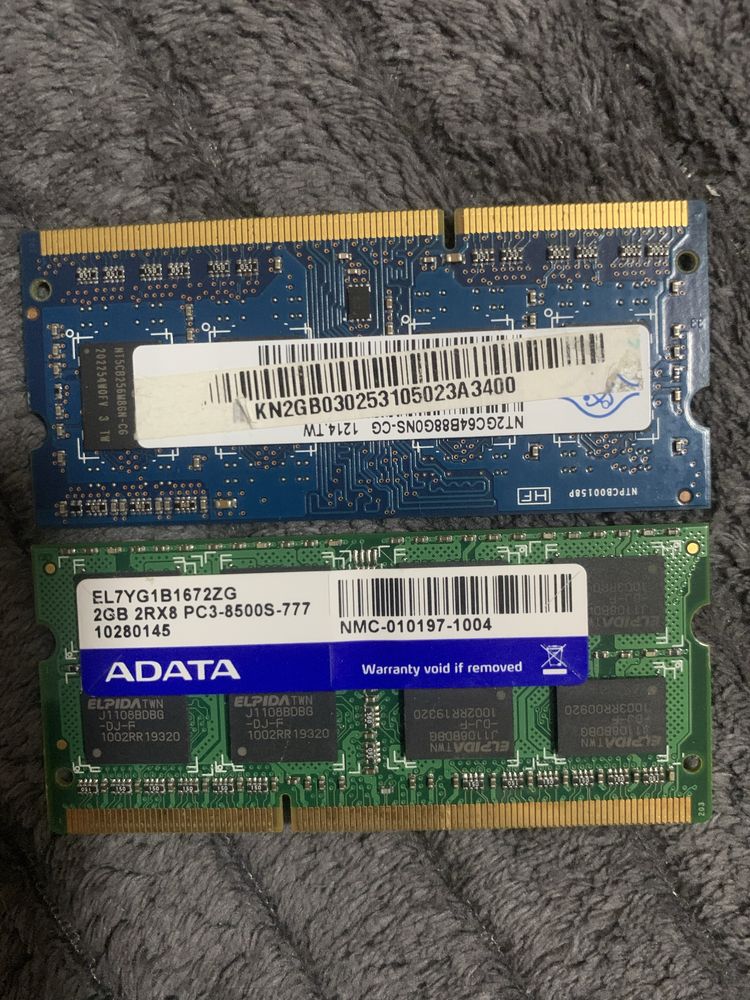 ADATA 4GB(2x2GB) 2RX8 PC3-8500S Laptop DDR3 Memory