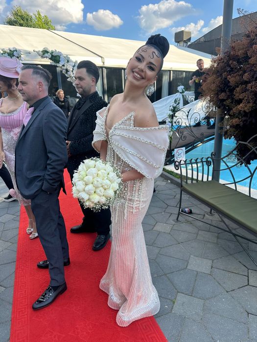 Rochie cununie crem roze