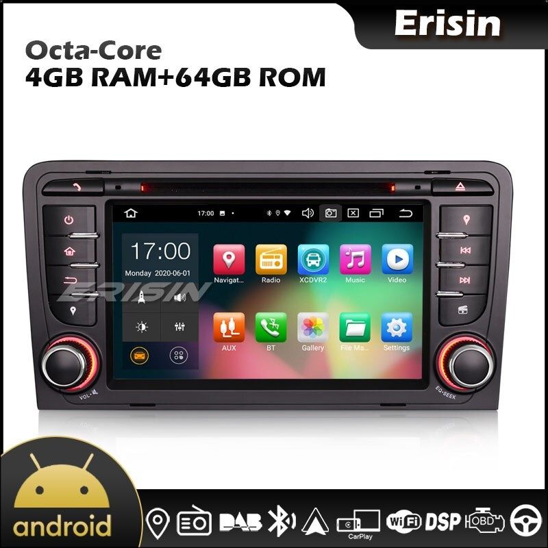 Navigatie audi a3 s3 7inch android 10 4gd ram 64 rom  Erisin 8147