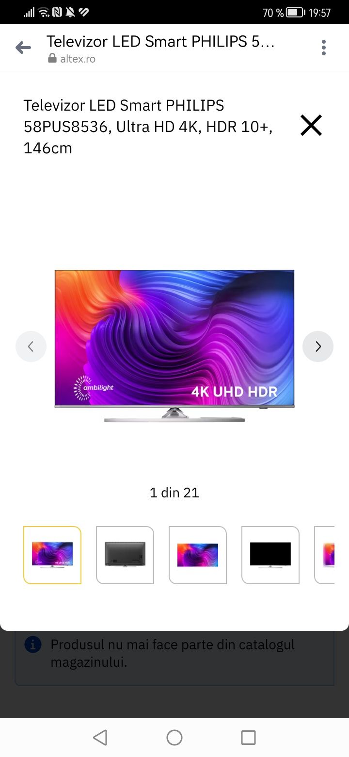 Televizor LED Smart PHILIPS 58PUS8536, Ultra HD 4K, HDR 10+, 146cm